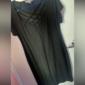 Black Dress with Lattice Neckline